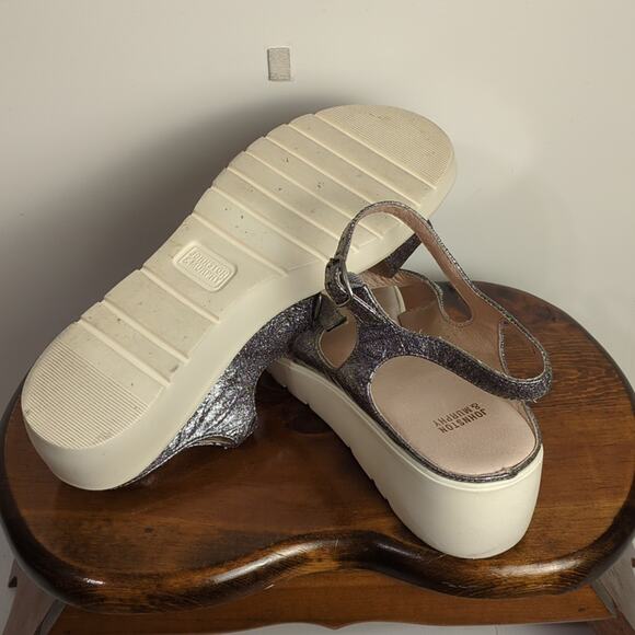 Ladies Johnston & Murphy "Clara" Pewter Leather Sandal 9.5 EUC - Picture 5 of 11